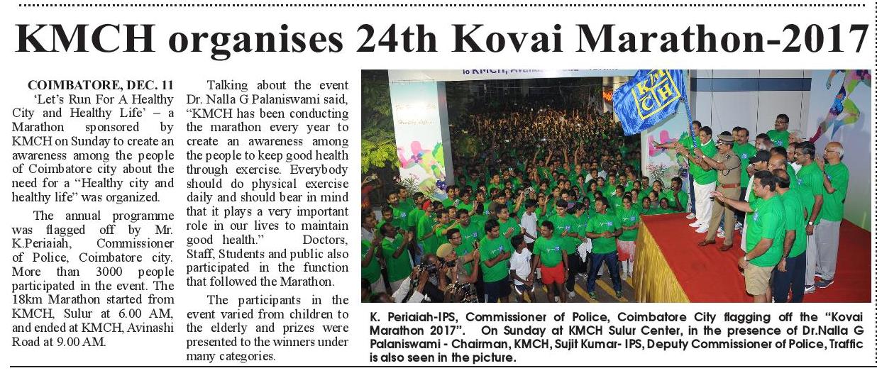KMCH Organises 24th Kovai Marathon-2017