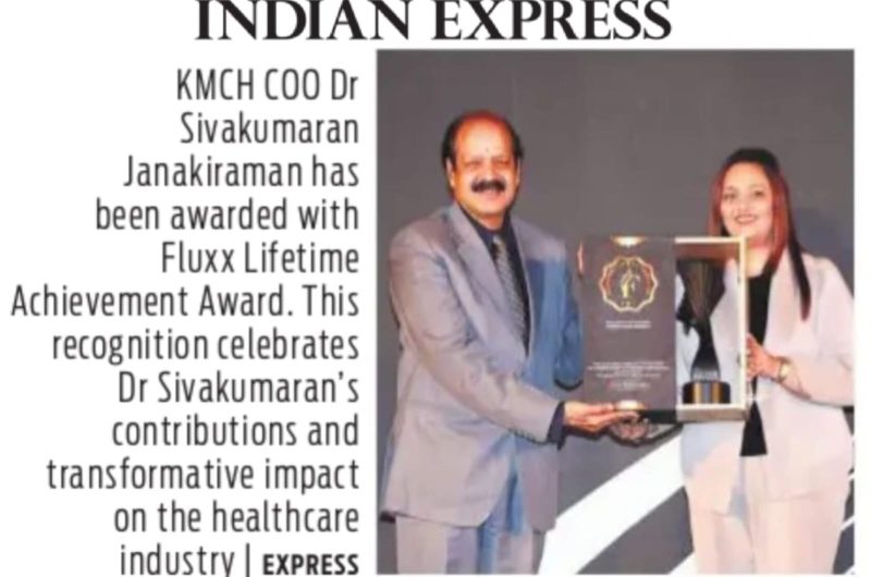KMCH COO Honoured with Fluxx life time Achievement Award